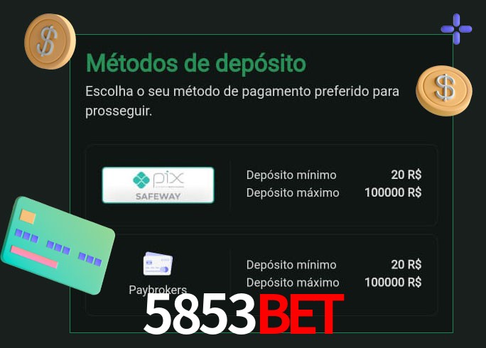 O cassino 5853Bet oferece uma grande variedade de métodos de pagamento